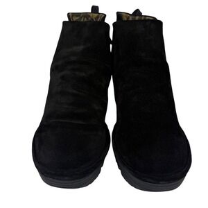 NEW FLY London Womens Yebi Wedge Boot, Suede Ankle Booties BLACK EU 41/US 10-10t